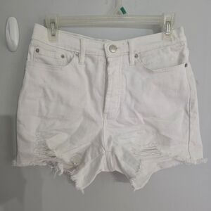 Calvin Klein White Distressed Denim Shorts